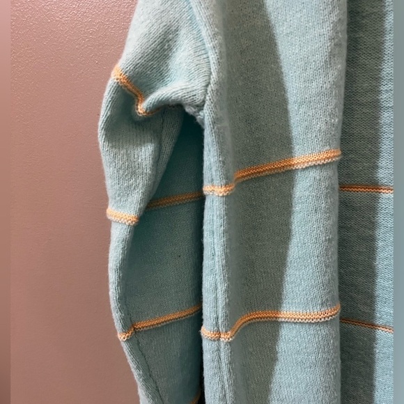 Made with Love by FCT Womens Knit Teal Cream Stripe Sweater Recycled Size M - Picture 2 of 5